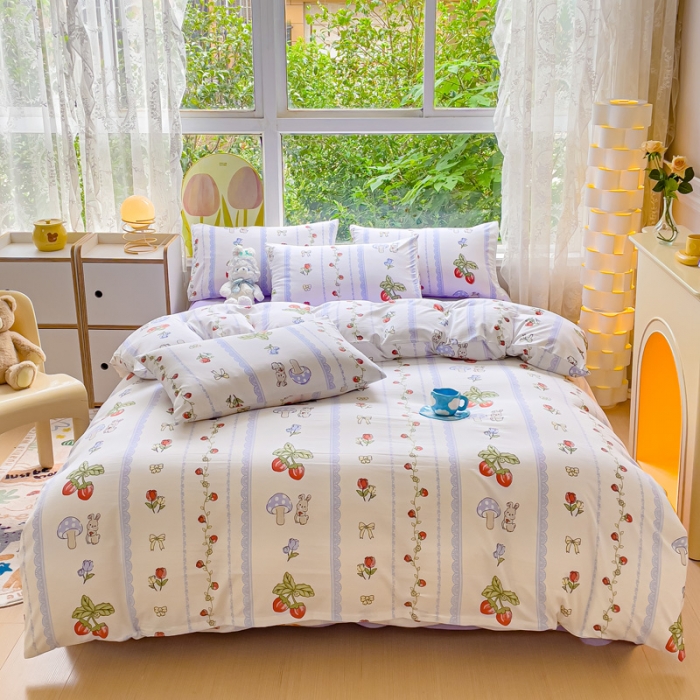 91家纺网 家纺一手货源 找家纺 暖芯优选 2023直播热款超柔水洗棉双层纱四件套 百园