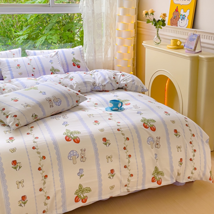 91家纺网 家纺一手货源 找家纺 暖芯优选 2023直播热款超柔水洗棉双层纱四件套 百园