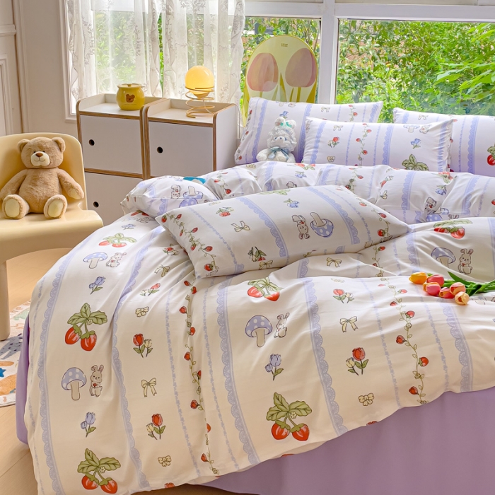 91家纺网 家纺一手货源 找家纺 暖芯优选 2023直播热款超柔水洗棉双层纱四件套 百园