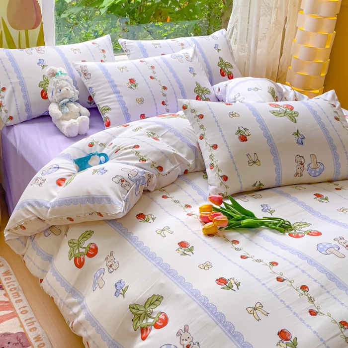 91家纺网 家纺一手货源 找家纺 暖芯优选 2023直播热款超柔水洗棉双层纱四件套 百园