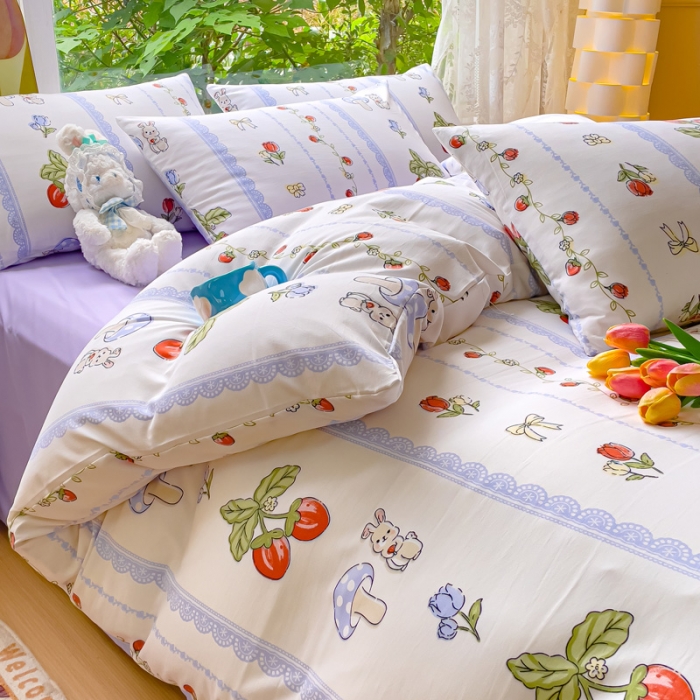 91家纺网 家纺一手货源 找家纺 暖芯优选 2023直播热款超柔水洗棉双层纱四件套 百园