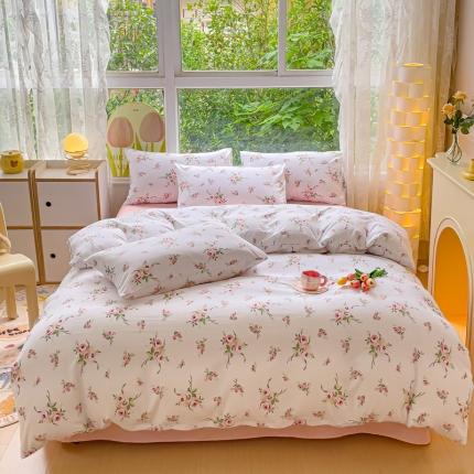 暖芯优选 2023直播热款超柔水洗棉双层纱四件套 如颜