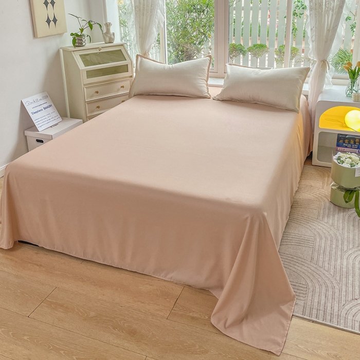 91家纺网 家纺一手货源 找家纺 暖芯优选 2023新款无印风贝壳绣双层纱棉麻水洗四件套 宁静-米白