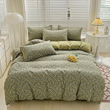 91家纺网 家纺一手货源 找家纺 暖芯优选 2023直播新款法式风双层纱棉麻水洗棉四件套 曲意风华