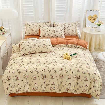 暖芯优选 2023直播新款法式风双层纱棉麻水洗棉四件套 浪漫比克