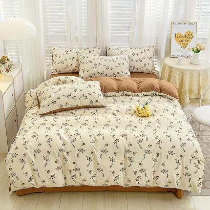 暖芯优选 2023直播新款法式风双层纱棉麻水洗棉四件套 小米果