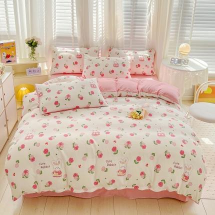 暖芯优选 2023直播新款法式风双层纱棉麻水洗棉四件套 曼塔玫瑰