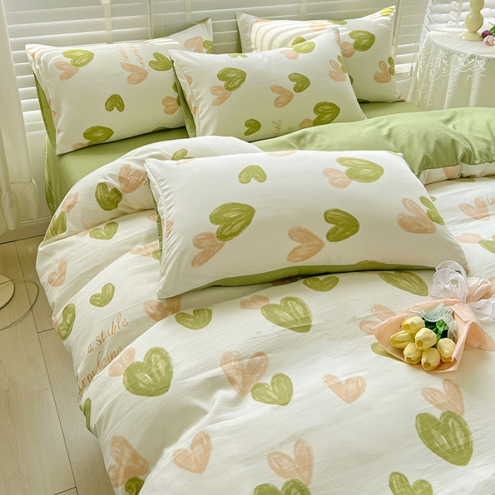 91家纺网 家纺一手货源 找家纺 暖芯优选 2023直播新款法式风双层纱棉麻水洗棉四件套 微微安