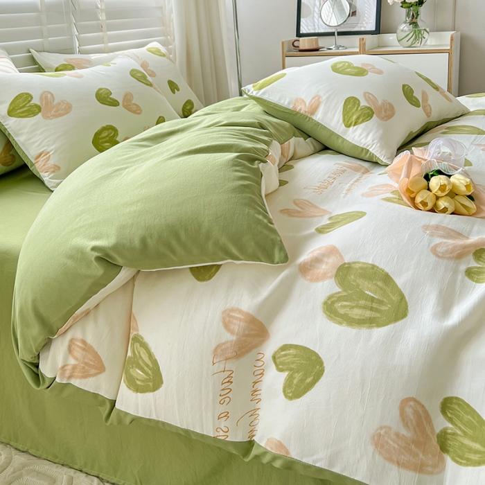 91家纺网 家纺一手货源 找家纺 暖芯优选 2023直播新款法式风双层纱棉麻水洗棉四件套 微微安