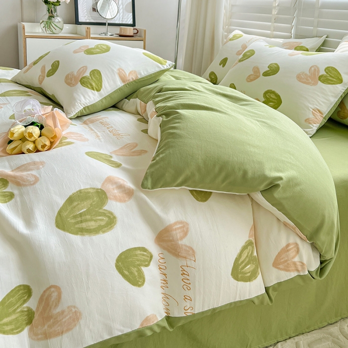 91家纺网 家纺一手货源 找家纺 暖芯优选 2023直播新款法式风双层纱棉麻水洗棉四件套 微微安