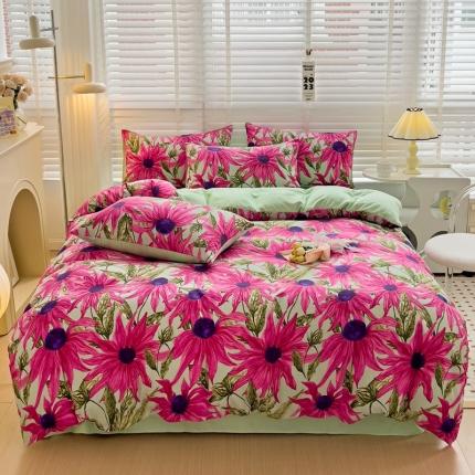 暖芯优选 2023直播新款法式风双层纱棉麻水洗棉四件套 繁花似锦