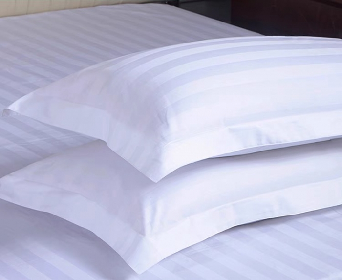 91家纺网 家纺一手货源 找家纺 宾馆酒店床上用品全棉纯棉纯白色加密加厚单人缎条枕套枕头套9