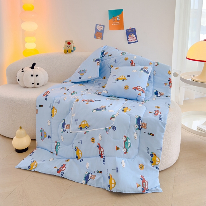 91家纺网 家纺一手货源 找家纺 良佐生活 2023新款A类60支全棉儿童多功能抱枕被 滴滴汽车