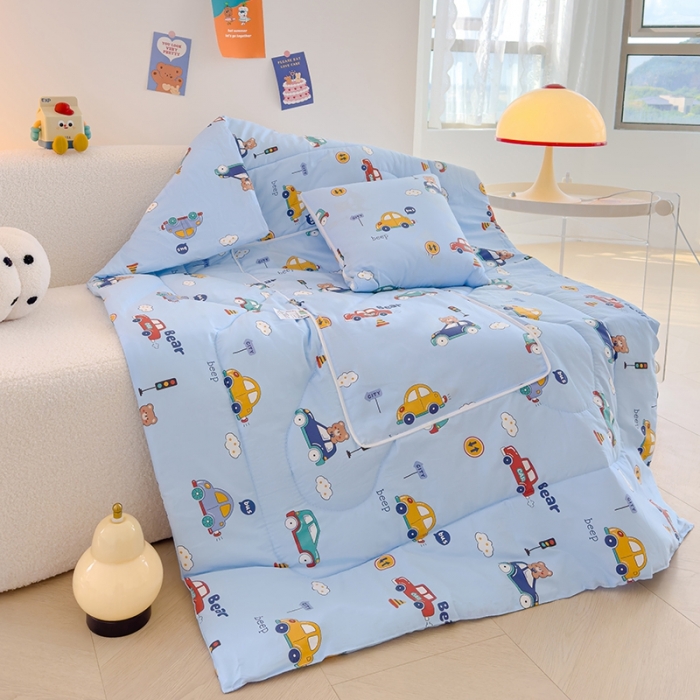 91家纺网 家纺一手货源 找家纺 良佐生活 2023新款A类60支全棉儿童多功能抱枕被 滴滴汽车