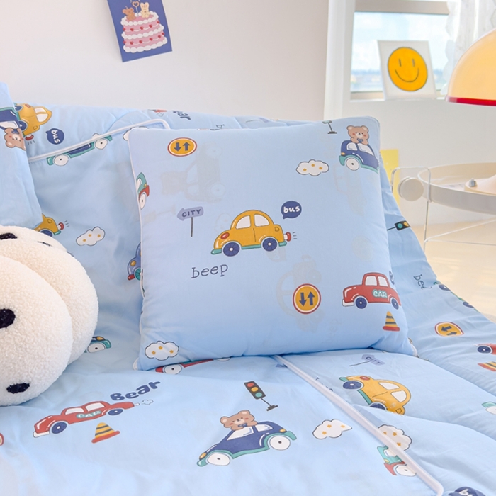 91家纺网 家纺一手货源 找家纺 良佐生活 2023新款A类60支全棉儿童多功能抱枕被 滴滴汽车