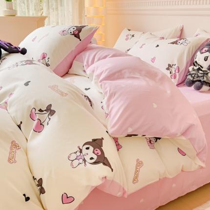 91家纺网 家纺一手货源 找家纺 金丝鸟家纺 2023新款全棉印花三利欧库洛米系列四件套 樱桃