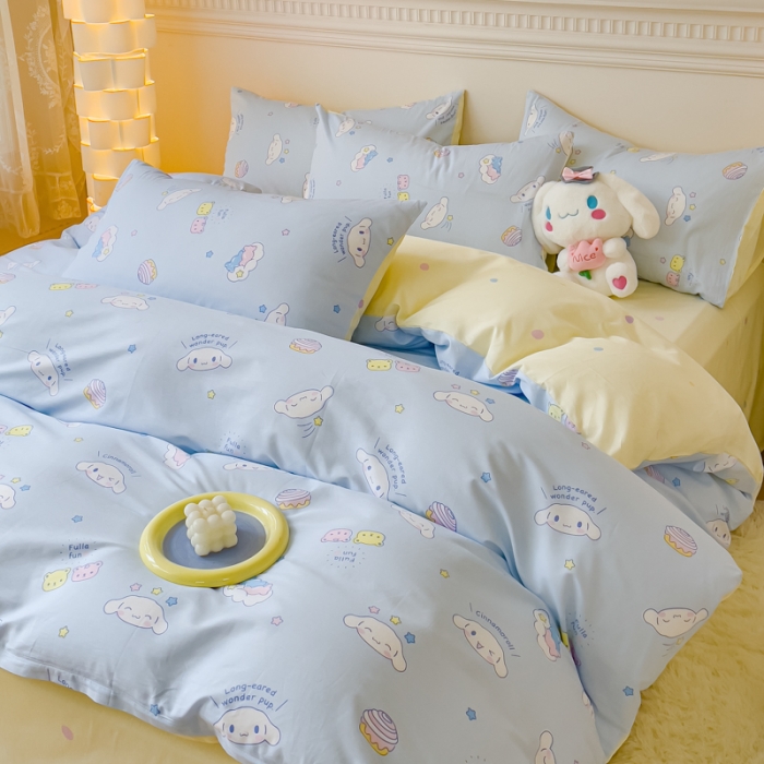 91家纺网 家纺一手货源 找家纺 （总）金丝鸟家纺 2023新款全棉印花三利欧库洛米系列四件套