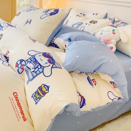 金丝鸟家纺 2023新款全棉印花三利欧库洛米系列四件套 花伞狗