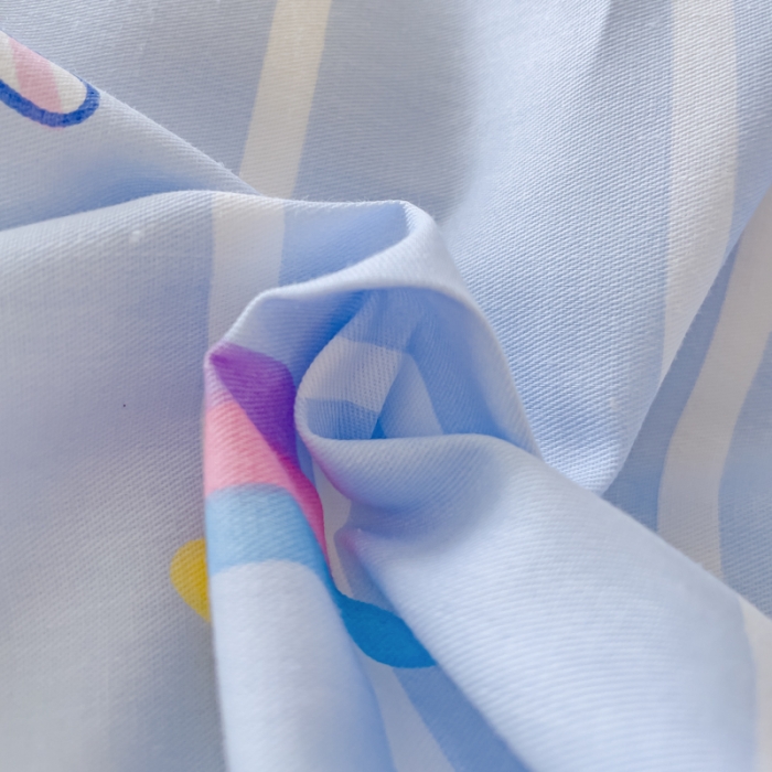 91家纺网 家纺一手货源 找家纺 金丝鸟家纺 2023新款全棉印花三利欧库洛米系列四件套 条纹玉桂狗