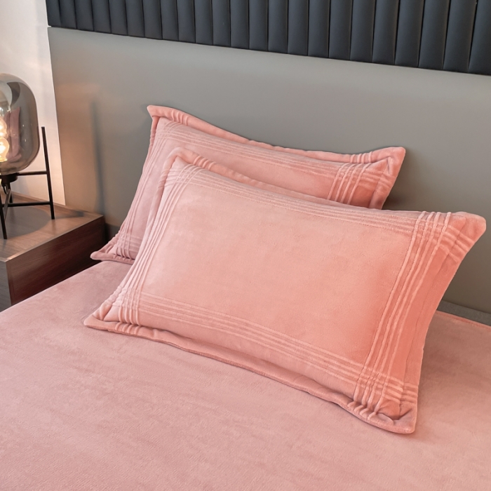 91家纺网 家纺一手货源 找家纺 轻奢风A类母婴级埋绳款高克重牛奶绒婴儿宝宝绒四件套 美娜德-浅豆沙