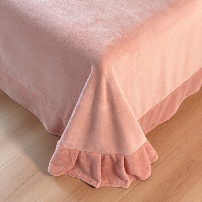 91家纺网 家纺一手货源 找家纺 轻奢风A类母婴级埋绳款高克重牛奶绒婴儿宝宝绒四件套 美娜德-浅豆沙