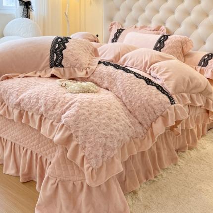 91家纺网 家纺一手货源 找家纺 （总）乐朵家居 2025秋冬 维多利亚 牛奶绒床单款夹棉床盖四件套