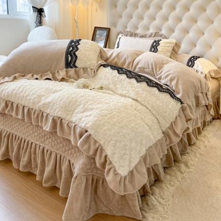 91家纺网 家纺一手货源 找家纺 （总）乐朵家居 2025秋冬 维多利亚 牛奶绒床单款夹棉床盖四件套