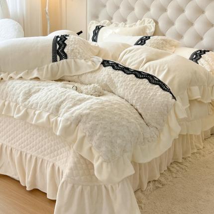 91家纺网 家纺一手货源 找家纺 （总）乐朵家居 2025秋冬 维多利亚 牛奶绒床单款夹棉床盖四件套