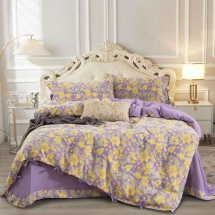 91家纺网 家纺一手货源 找家纺 （总）双层纱家居 2023新款ab版绑绳款双层纱四件套