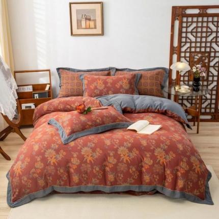 91家纺网 家纺一手货源 找家纺 （总）双层纱家居 2023新款飞边款双层纱四件套