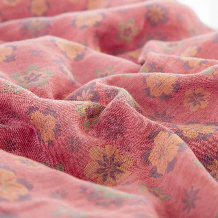 91家纺网 家纺一手货源 找家纺 双层纱家居 2023新款纽扣aa款双层纱四件套 花香四溢粉