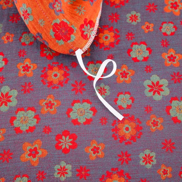 91家纺网 家纺一手货源 找家纺 双层纱家居 2023新款纽扣aa款双层纱四件套 花香四溢红桔