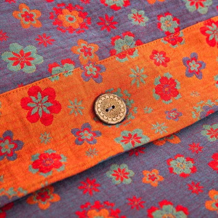 91家纺网 家纺一手货源 找家纺 双层纱家居 2023新款纽扣aa款双层纱四件套 花香四溢红桔