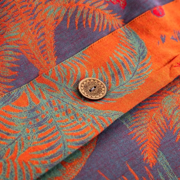 91家纺网 家纺一手货源 找家纺 双层纱家居 2023新款纽扣aa款双层纱四件套 奇幻丛林红