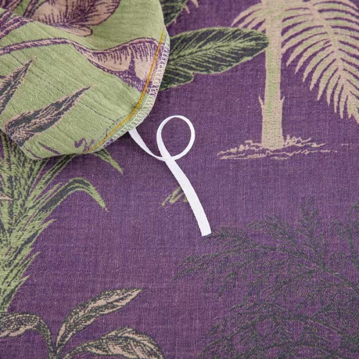 91家纺网 家纺一手货源 找家纺 双层纱家居 2023新款纽扣aa款双层纱四件套 奇幻丛林紫