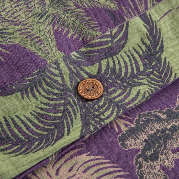 91家纺网 家纺一手货源 找家纺 双层纱家居 2023新款纽扣aa款双层纱四件套 奇幻丛林紫