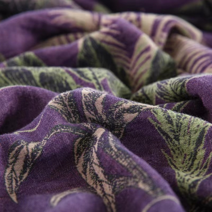 91家纺网 家纺一手货源 找家纺 双层纱家居 2023新款纽扣aa款双层纱四件套 奇幻丛林紫