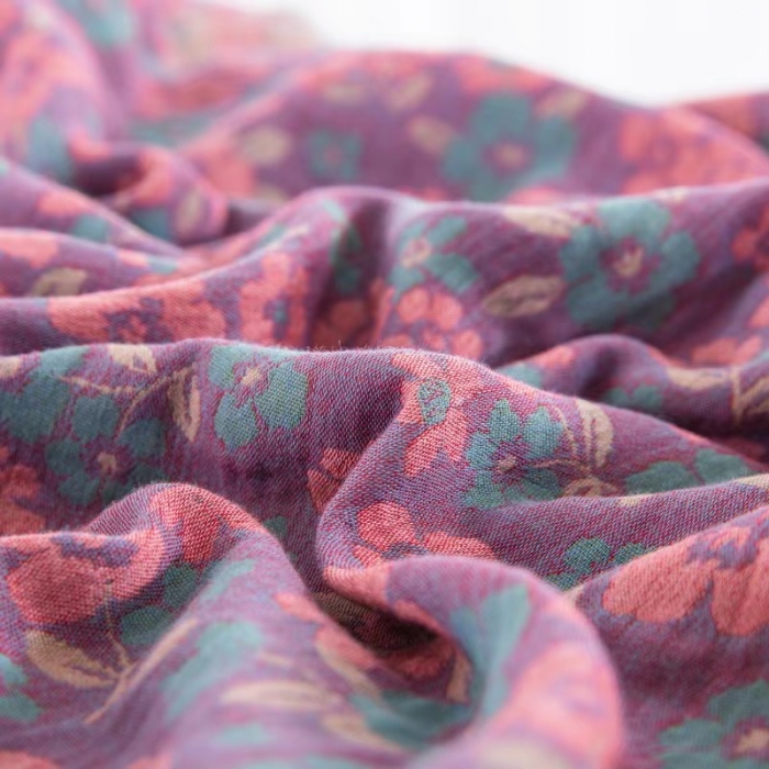 91家纺网 家纺一手货源 找家纺 双层纱家居 2023新款纽扣aa款双层纱四件套 清新之歌粉紫