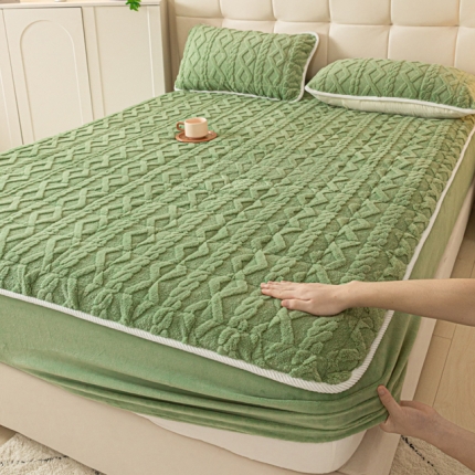 91家纺网 家纺一手货源 找家纺 （总）可恩欣 2025爆款A类塔芙绒夹棉床笠塔芙绒牛奶绒床笠三件套