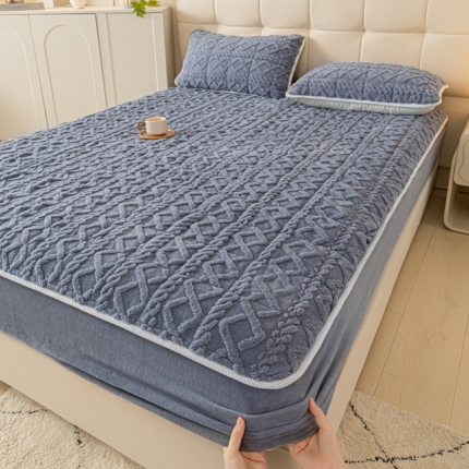 91家纺网 家纺一手货源 找家纺 （总）可恩欣 2025爆款A类塔芙绒夹棉床笠塔芙绒牛奶绒床笠三件套