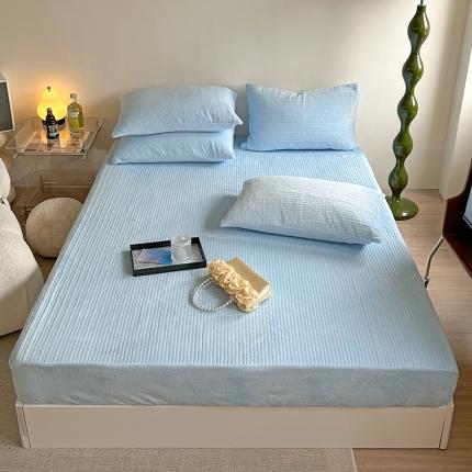 91家纺网 家纺一手货源 找家纺 （总）漫调 2023新款直条绗缝牛奶绒纯色夹棉床笠