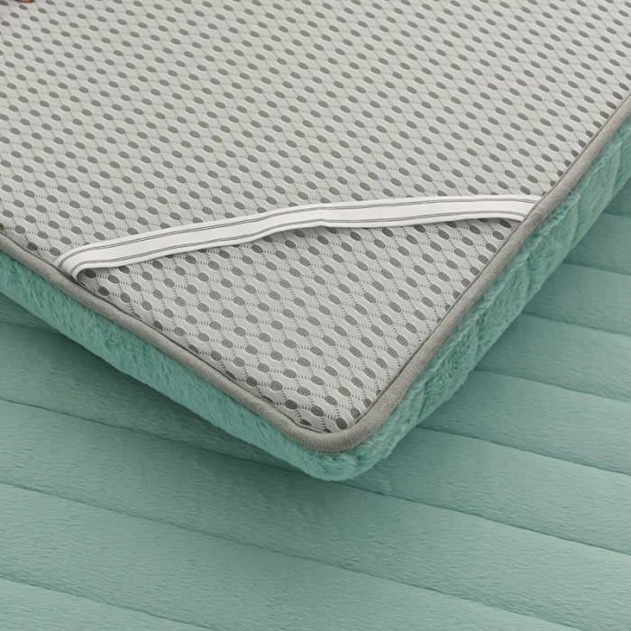 91家纺网 家纺一手货源 找家纺 亿丁点床垫 2023新款A类加厚兔毛绒床垫 兔绒记忆棉充填翠绿色