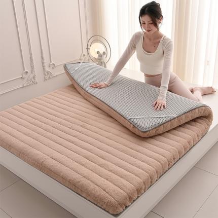 亿丁点床垫 2023新款A类加厚兔毛绒床垫 兔绒记忆棉充填驼色