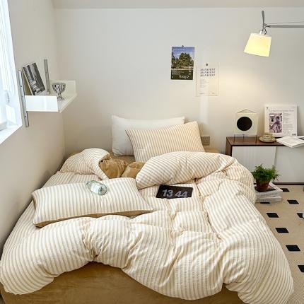 怡家居 2023新款色织棉麻提花加绒四件套 锦瑟-米驼