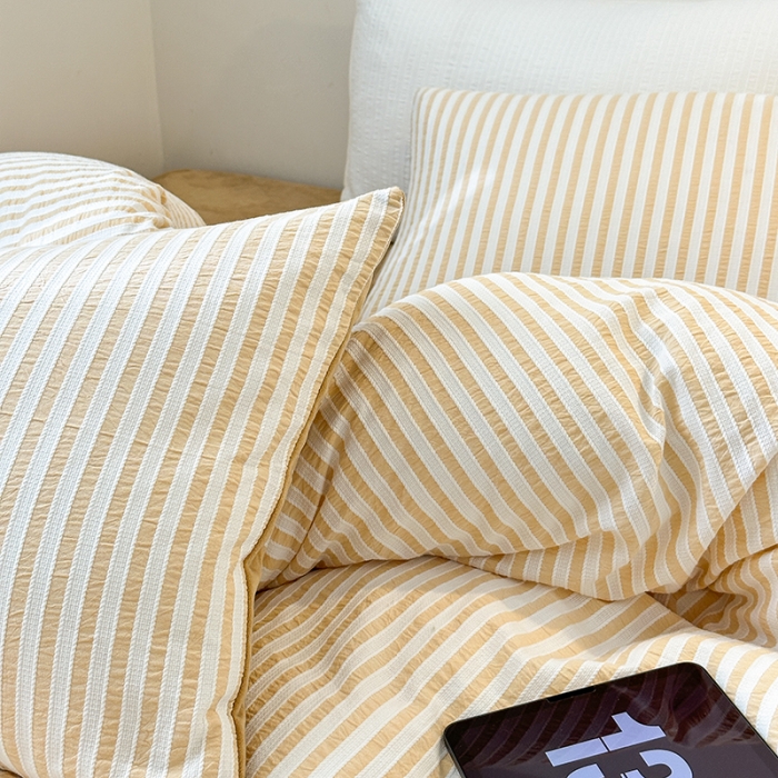 91家纺网 家纺一手货源 找家纺 怡家居 2023新款色织棉麻提花加绒四件套 锦瑟-米驼