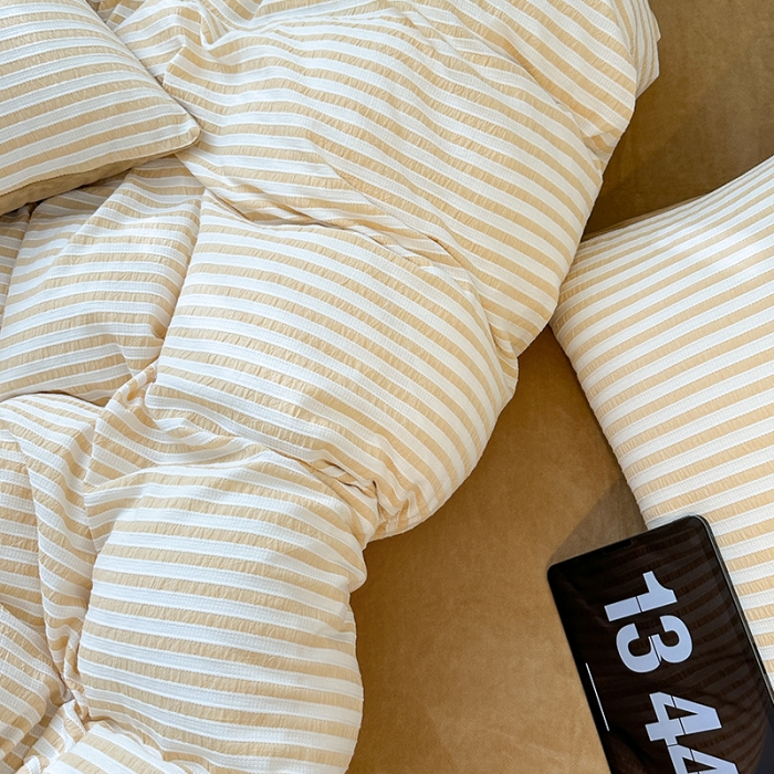 91家纺网 家纺一手货源 找家纺 怡家居 2023新款色织棉麻提花加绒四件套 锦瑟-米驼