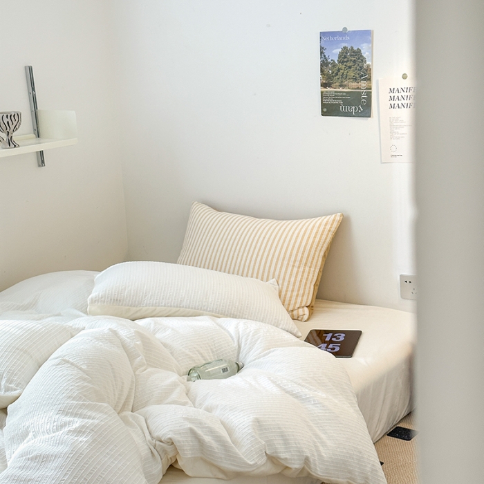 91家纺网 家纺一手货源 找家纺 怡家居 2023新款色织棉麻提花加绒四件套 锦瑟-奶白