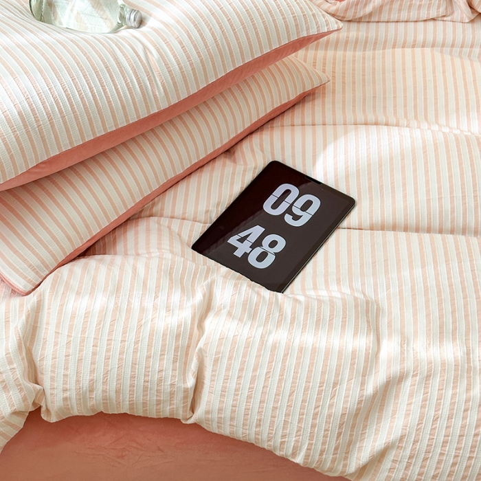 91家纺网 家纺一手货源 找家纺 怡家居 2023新款色织棉麻提花加绒四件套 锦瑟-奶玉