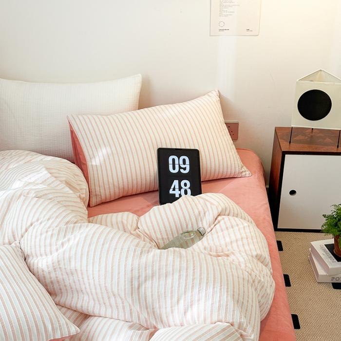 91家纺网 家纺一手货源 找家纺 怡家居 2023新款色织棉麻提花加绒四件套 锦瑟-奶玉