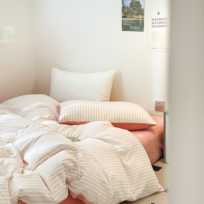 91家纺网 家纺一手货源 找家纺 怡家居 2023新款色织棉麻提花加绒四件套 锦瑟-奶玉